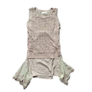 A’reve Beige Knit Boho Top S/M